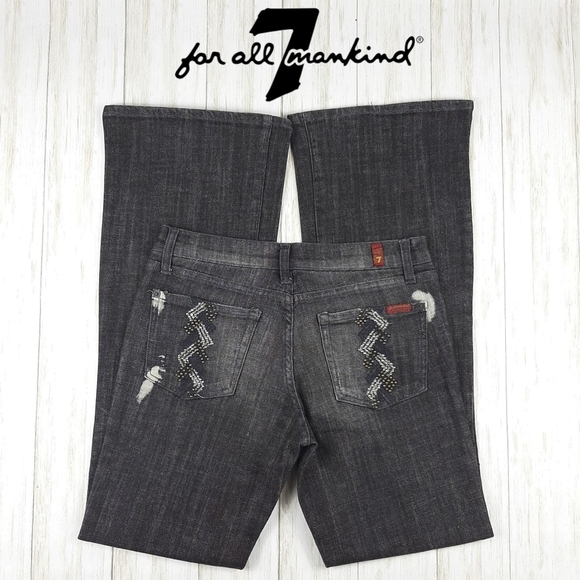 7FAMK Bootcut Distressed Embellished Size … - Picture 1 of 5